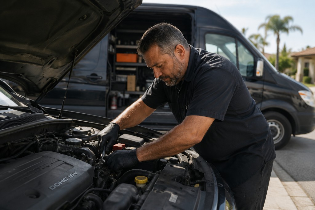 LetsWrench mobile mechanic repairing a vehicle on-site in Chandler, Arizona